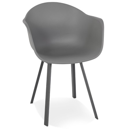 Donkergrijze design stoel 'JAVEA' met armleuningen voor binnen/buiten - bestel per 2 stuks / prijs voor 1 stuk
