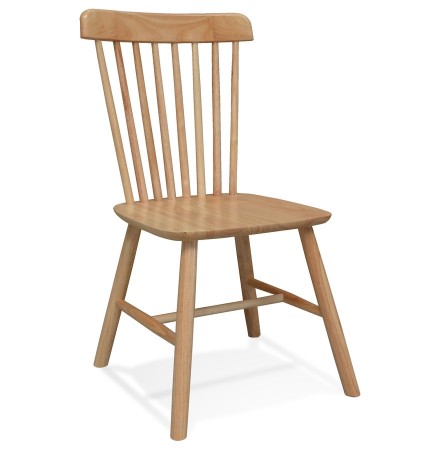 Natuurkleurige houten design stoel 'MONTANA' met rugleuning met spijlen - bestel per 2 stuks / prijs voor 1 stuk