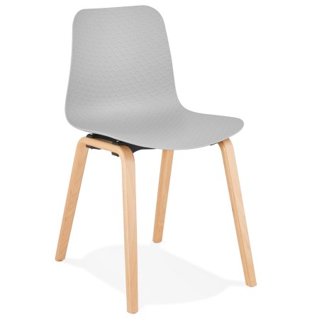 Scandinavische stoel 'PACIFIK' grijs met natuurlijk houten poten