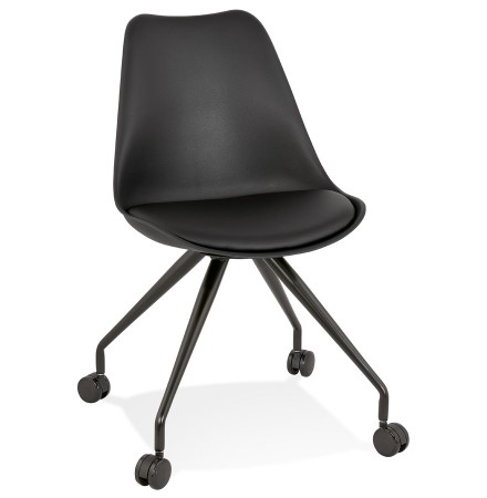 Zwarte bureaustoel op wieltjes 'SKIN' met metalen frame