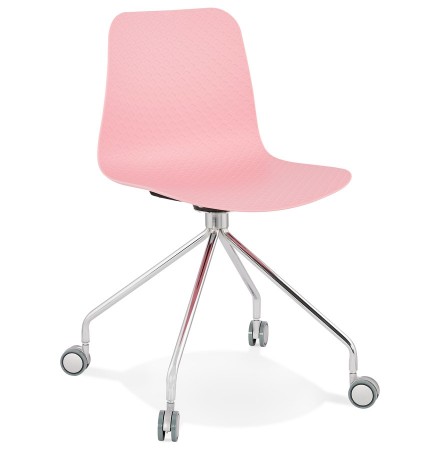 Design bureaustoel 'SLIK' roze op wielen