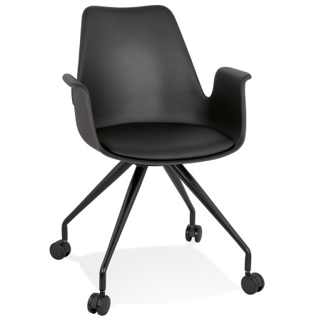 Zwarte bureaustoel op wieltjes met armleuningen 'SPLIT'