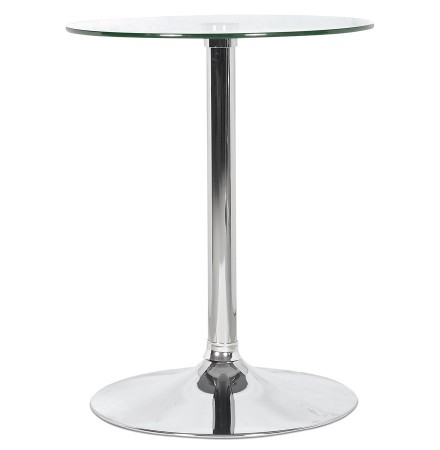 Ronde glazen bijzettafel 'TRAK' met verchroomde voet - HoReCa tafel Ø 60 cm