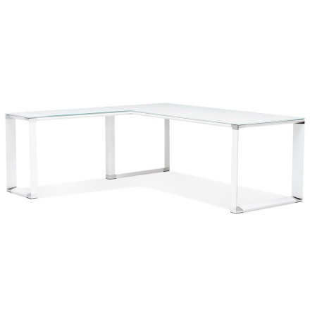 Groot hoekbureau van wit glas 'XLINE' (hoek naar keuze) - 200 cm