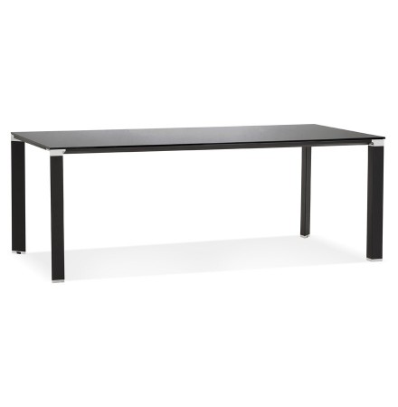 Design vergadertafel/eettafel 'XLINE' van zwart glas - 200x100 cm