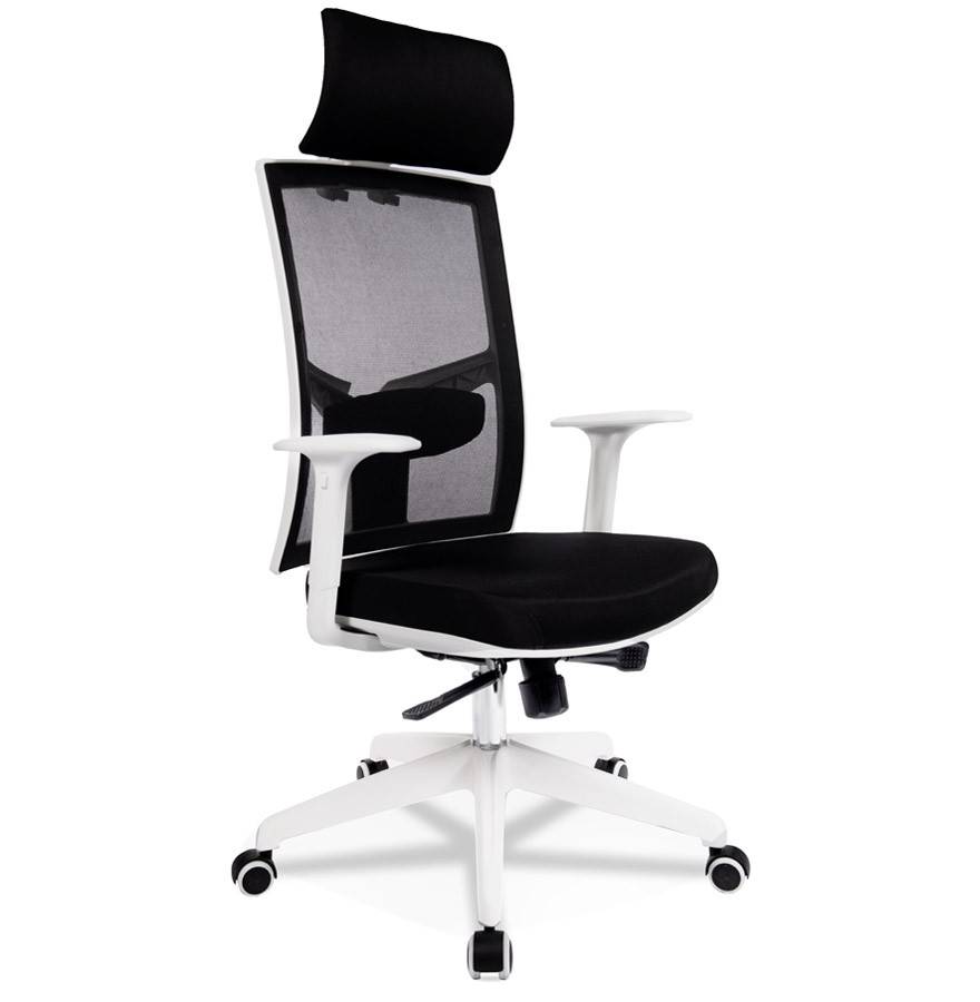 stapel Minder Vochtigheid Design bureaustoel MATILDA van zwarte stof met wit frame