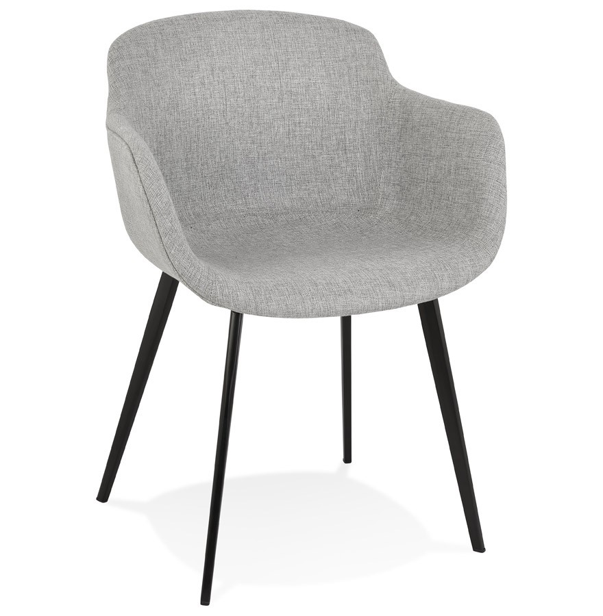 karakter maak het plat Evalueerbaar Lichtgrijze stoffen stoel met armleuningen RIGA - Design stoel