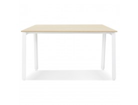 Vergadertafel/benchbureau 'AMADEUS SQUARE' van natuurlijk afgewerkt hout en wit metaal - 160x160 cm