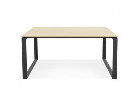 Vergadertafel / bench-bureau 'BAKUS SQUARE' in hout met natuurlijke afwerking en zwart metaal - 160x160 cm
