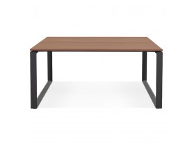 Vergadertafel / bench-bureau 'BAKUS SQUARE' met notenhouten afwerking en zwart metaal - 160x160 cm