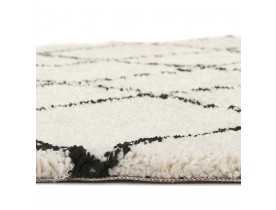 Wit rond Berbers tapijt 'BERAN' met zwarte motieven - Ø 160 cm