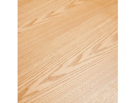Ronde eetkamertafel 'BRIK' van natuurkleurig hout met centrale poot van wit metaal - Ø 140 cm