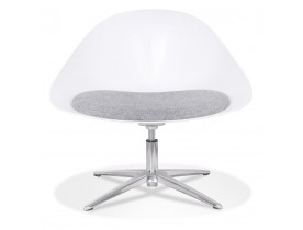 Chaise de bureau design 'DAPHNE' en matière plastique blanche et tissu gris