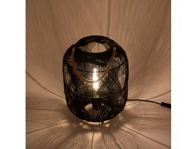 Lamp in lantaarnstijl 'DOMINGO' van zwarte rotan