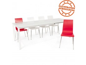 Design eetkamerstoel 'ESPERA' uit rood geverfd hout