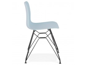 Design stoel 'GAUDY' blauw industriële stijl met zwart metalen voet