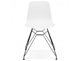 Design stoel 'GAUDY' wit industriële stijl met zwart metalen voet