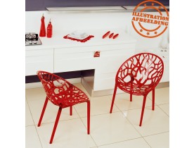 Moderne, rode transparante stoel 'GEO' uit kunststof