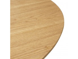 Ronde design eet-/bureautafel 'GLOBO' van natuurkleurig hout met centrale poot van wit metaal - Ø120 cm