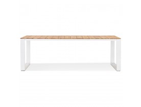 Eettafel 'LOMOK' van massief hout en wit metaal - 240x100 cm