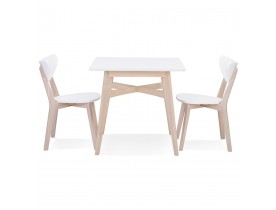 Vierkante eettafel 'MAEVA' van wit en natuurlijk afgewerkt hout - 80x80 cm
