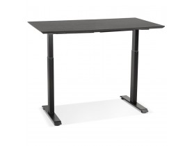 In hoogte verstelbare kleine bureau 'NOVELLA' van hout en zwart metaal - 130x70 cm