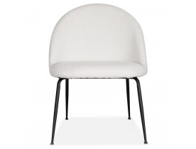 Lounge fauteuil 'NORVEGIA' van witte boucléstof en zwart metaal