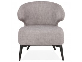 Lounge stoel 'ODILE' met grijze stof en zwarte houten poten