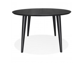 Uitschuifbare ronde eettafel 'ORTENSIA' van zwart hout - 120-220x120 cm