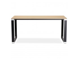 Recht design bureau 'XLINE' met natuurlijke houten afwerking en zwart metaal - 160x80 cm