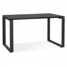 Kleine rechte design bureau 'BAKUS' van zwart hout en metaal - 120x60 cm