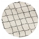 Wit rond Berbers tapijt 'BERAN' met zwarte motieven - Ø 160 cm