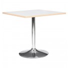 Witte vierkante tafel 'CASTO SQUARE' met verchroomde poot - 80x80 cm