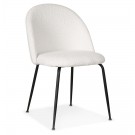 Design stoel 'CHELBI' van witte boucléstof en zwart metaal - bestel per 2 stuks / prijs voor 1 stuk