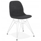 Design stoel 'DECLIK' donkergrijs met wit metalen poten