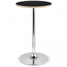 Ronde zwarte hoge tafel 'ELIOT ROUND' met een verchroomde metalen poot - Ø 60 cm