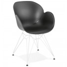 Moderne stoel 'FIDJI' zwart met wit metalen voeten