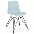 Design stoel 'GAUDY' blauw industriële stijl met zwart metalen voet