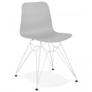 Moderne stoel 'GAUDY' grijs met wit metalen voet