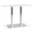 Witte hoge design tafel 'MAMBO BAR' met geborsteld metalen poot - 150x70 cm
