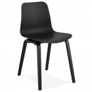 Design stoel 'PACIFIK' zwart met zwarte houten poten