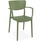 Geperforeerde stoel met armleuningen 'TORINA' van groene kunststof