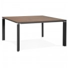 Vergadertafel / bench-bureau 'XLINE SQUARE' met notenhouten afwerking en zwart metaal - 140x140 cm