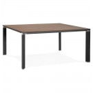Vergadertafel / bench-bureau 'XLINE SQUARE' met notenhouten afwerking en zwart metaal - 160x160 cm