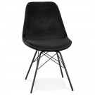 Design stoel 'ZAZY' van zwarte fluweel met zwarte metalen poten 
