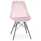 Design stoel 'ZAZY' van roze fluweel met zwarte metalen poten