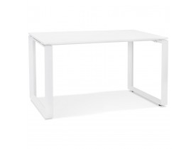 Kleine rechte design bureautafel 'BAKUS' van wit hout en metaal - 120x60 cm