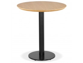 Petite table à diner 'BASTILLE' ronde en bois finition naturelle et fonte noire - Ø 60 cm