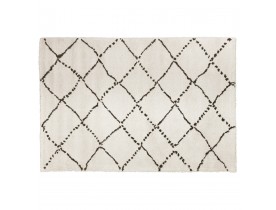 Wit Berbers tapijt 'BERAN' met zwarte motieven - 160x230 cm