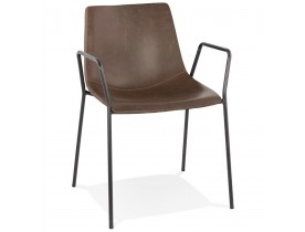 Bruine design stoel met armleuningen 'BILL'